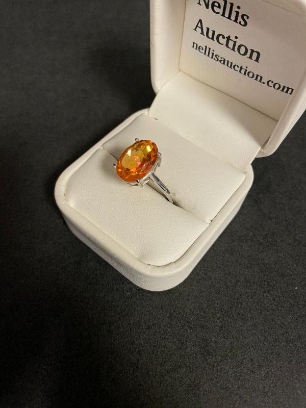 Photo 1 of .925 silver lady's Ring with natural orange mystic quartz size 10