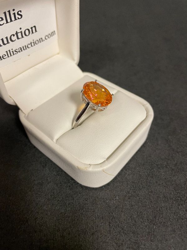 Photo 2 of .925 silver lady's Ring with natural orange mystic quartz size 10