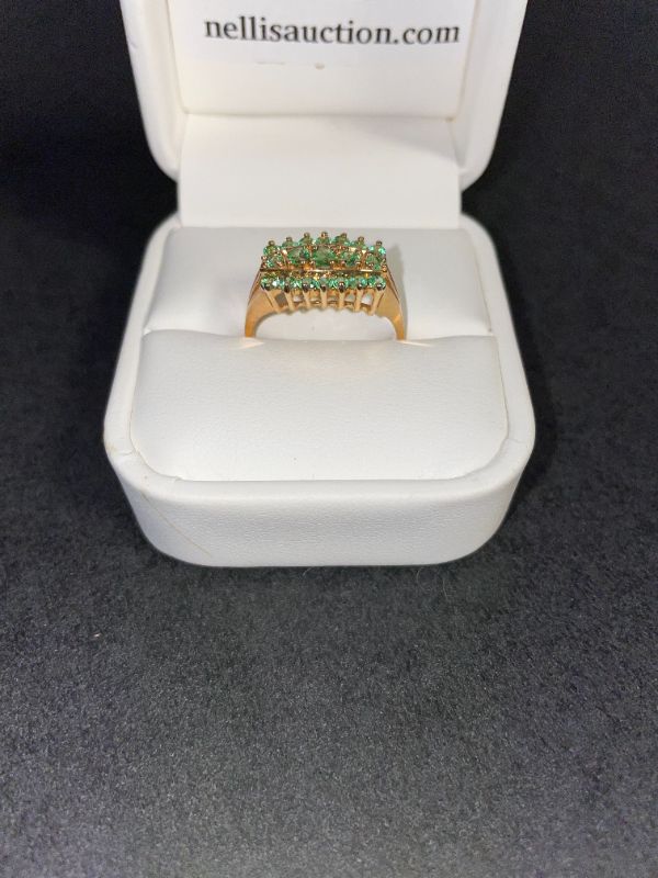 Photo 5 of 3 EMERALD GREEN STONED RINGS SIZE 85 9 STAMPED EL