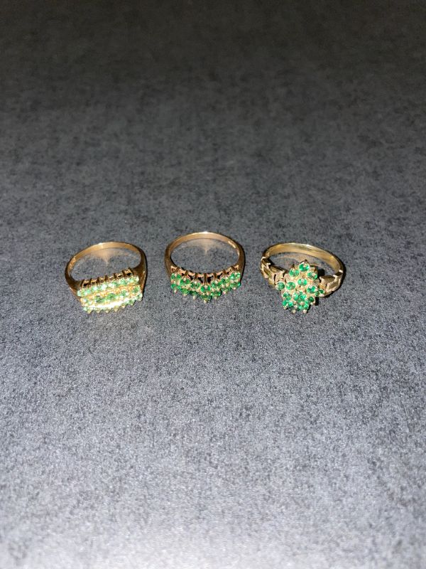 Photo 2 of 3 EMERALD GREEN STONED RINGS SIZE 85 9 STAMPED EL