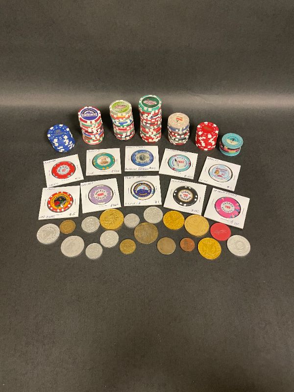 Photo 1 of VARIOUS CASINO CHIPS AND TOKENS