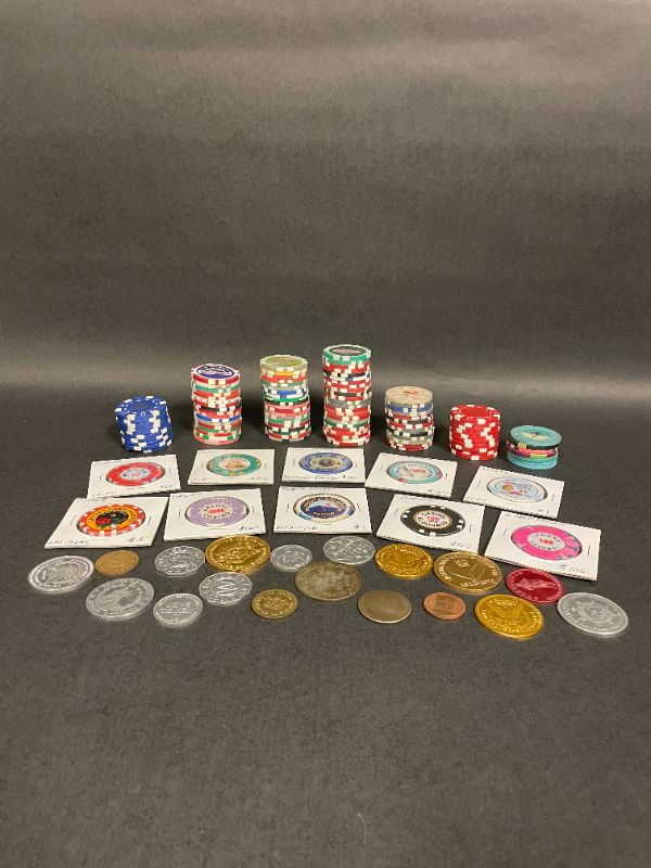 Photo 3 of VARIOUS CASINO CHIPS AND TOKENS