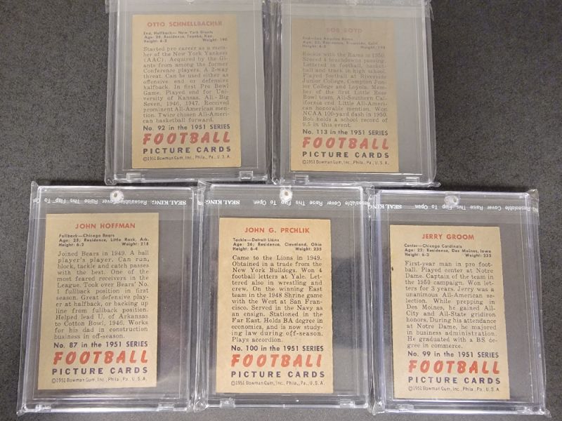 Photo 2 of 5 - 1951 Bowman Football Cards