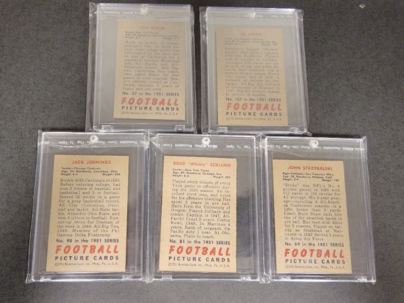 Photo 2 of 5 - 1951 Bowman Football Cards