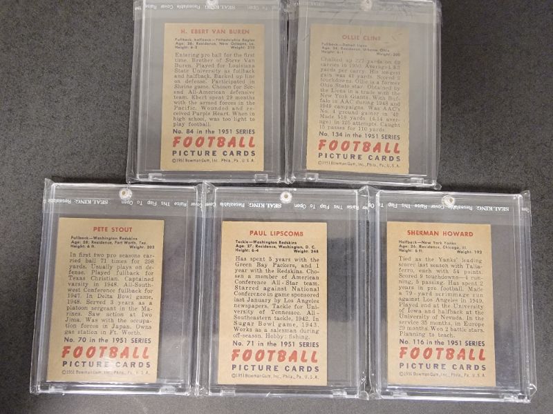 Photo 2 of 5 - 1951 Bowman Football Cards