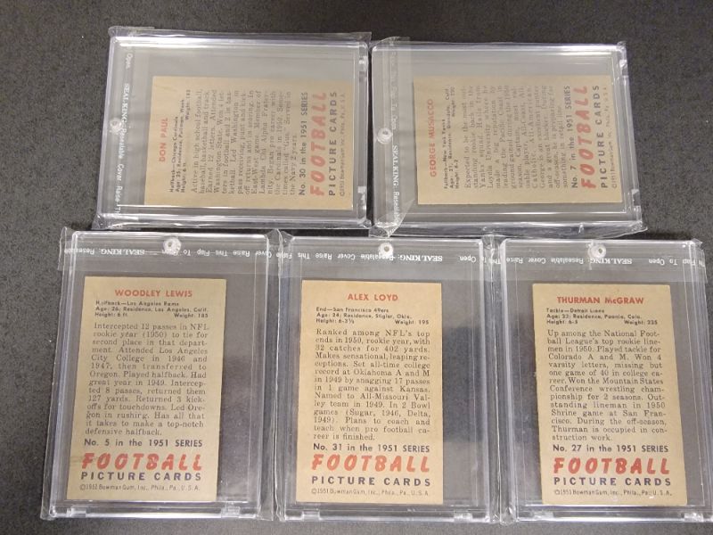 Photo 2 of 5 - 1951 Bowman Football Cards