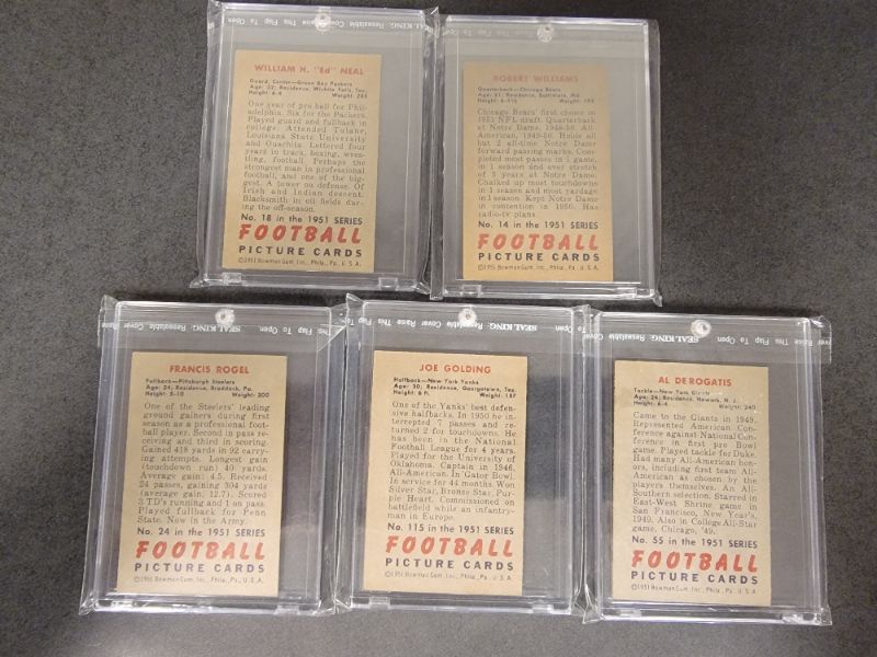 Photo 2 of 5 - 1951 Bowman Football Cards