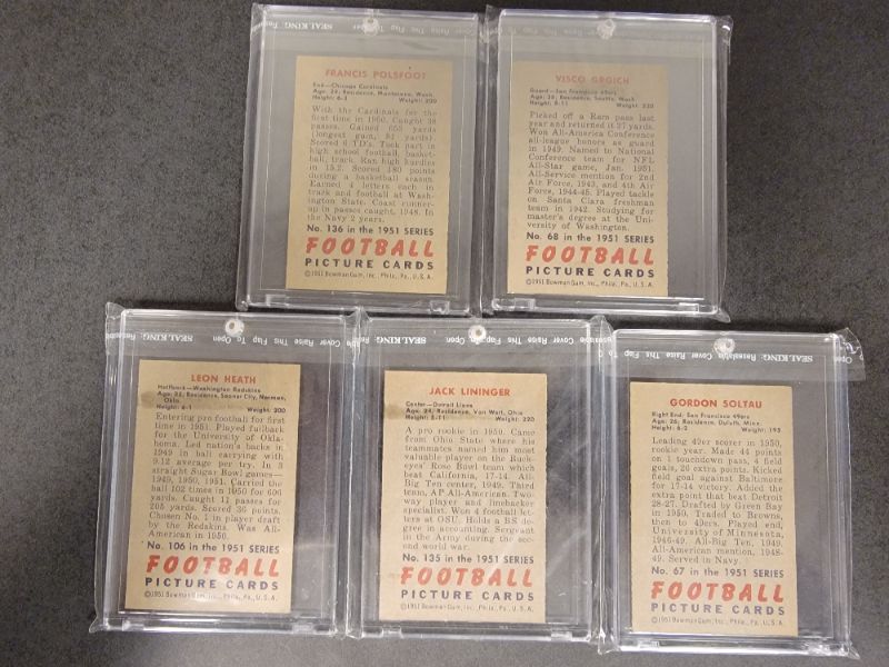 Photo 2 of 5 - 1951 Bowman Football Cards