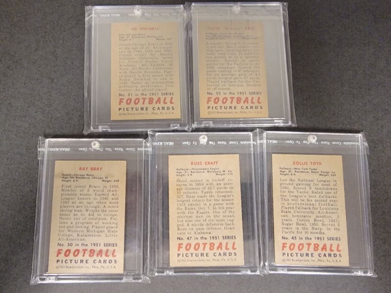 Photo 2 of 5 - 1951 Bowman Football Cards