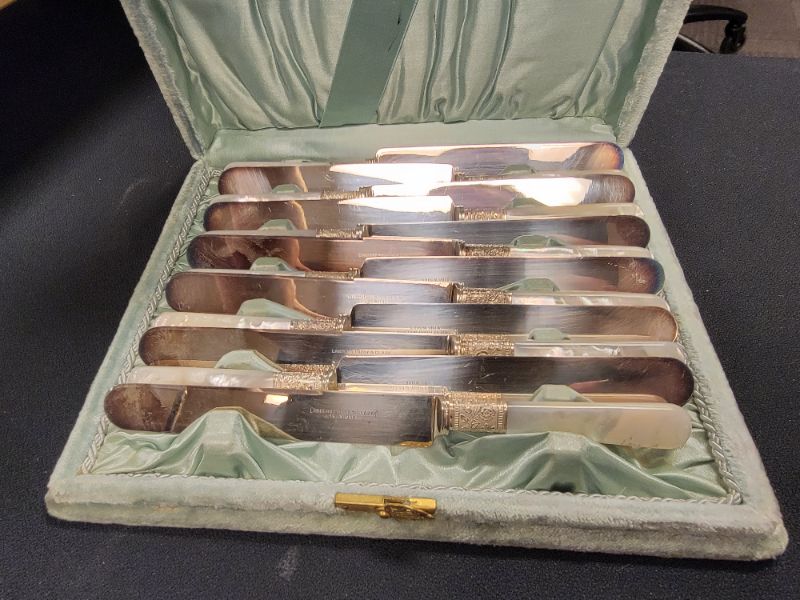 Photo 1 of 12 Pc. Vintage Collectible Butter Knife Set with Mother of Pearl Handle by Landers Frary & Clark Aetna Works