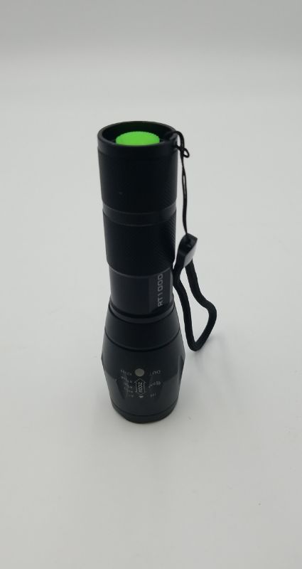 Photo 2 of RT1000 LED METAL FLASHLIGHT WITH ZOOM UP TO X2000 WRIST STRAP BLACK NEW 