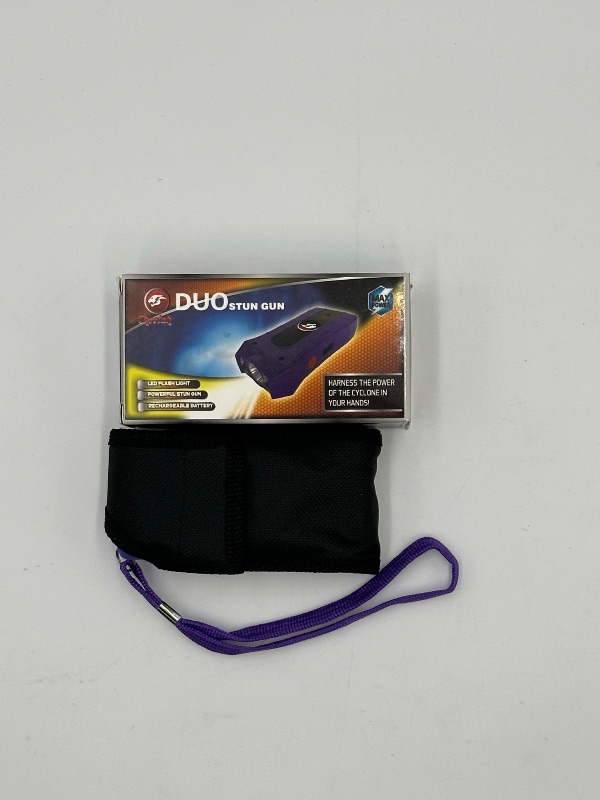 Photo 1 of DUO STUN GUN PURPLE TASER WITH LED FLASHLIGHT CARRYING CASE NEW