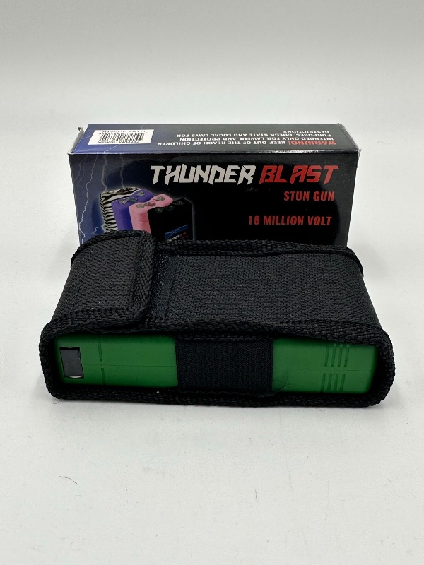 Photo 1 of THUNDER BLAST STUN GUN GREEN LED FLASHLIGHT NON SLIP CARRYING CASE NEW