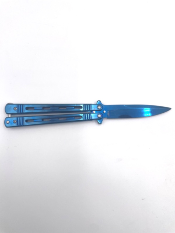 Photo 1 of 4 INCH BLADE BLUE BUTTERFLY KNIFE NEW 
