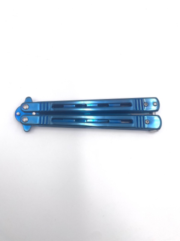 Photo 2 of 4 INCH BLADE BLUE BUTTERFLY KNIFE NEW 