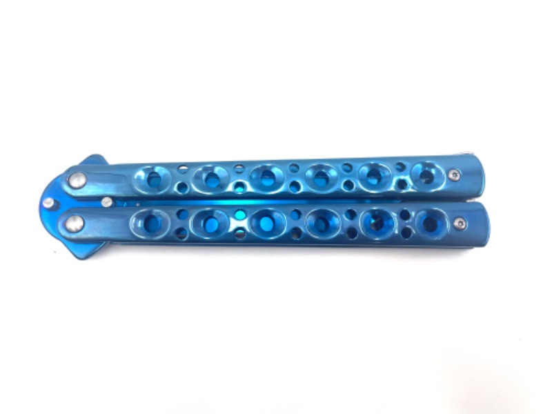 Photo 2 of 3.5 INCH BLADE BLUE BUTTERFLY KNIFE NEW 