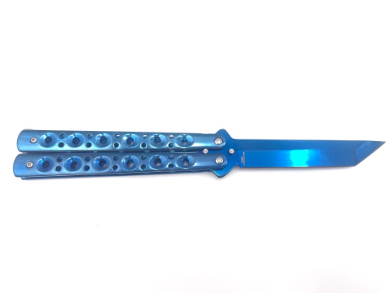 Photo 1 of 3.5 INCH BLADE BLUE BUTTERFLY KNIFE NEW 