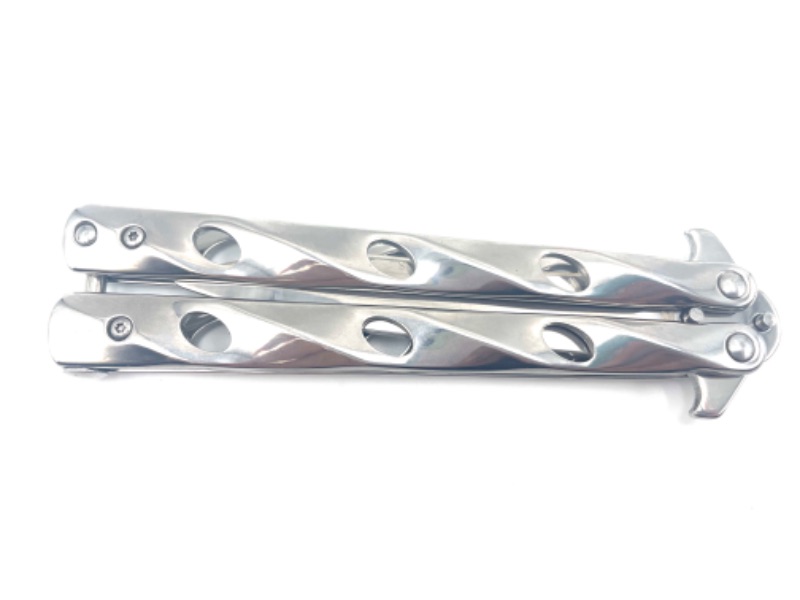 Photo 2 of SILVER 4 INCH BLADE BUTTERFLY KNIFE NEW 