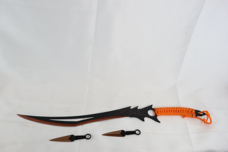 Photo 2 of ORANGE 24 INCH SWORD WITH 2 THROWING KNIVES NEW