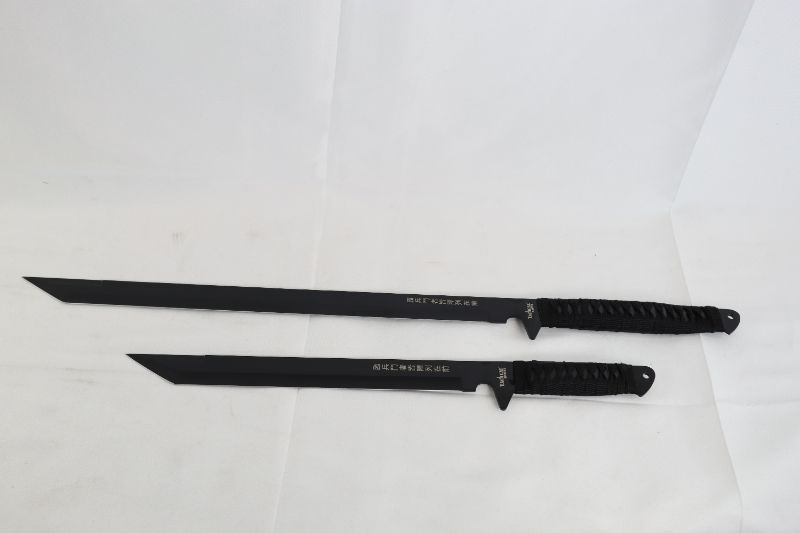 Photo 1 of 2 SET OF BLACK FULL TANG NINJA SWORDS NEW