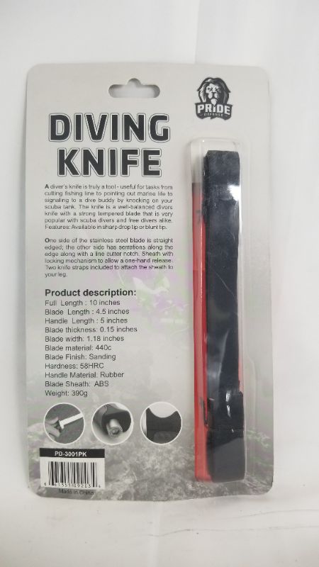 Photo 2 of SALMON COLOR DURABLE DIVING KNIFE 10 INCH WITH A 4.5 INCH BLADE WITH BELT COVER NEW 