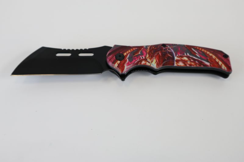Photo 2 of DARK RED WITH CANDY RED BLACK OPEN ARM DRAGON POCKET KNIFE NEW 