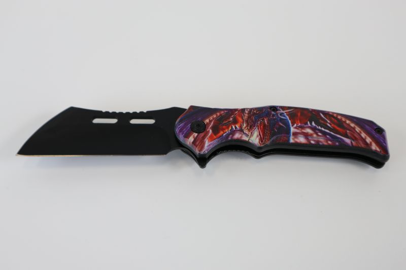 Photo 2 of PURPLE RED BLACK OPEN ARM DRAGON POCKET KNIFE NEW 