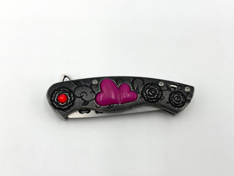 Photo 2 of PINK HEART LOVE POCKET KNIFE NEW