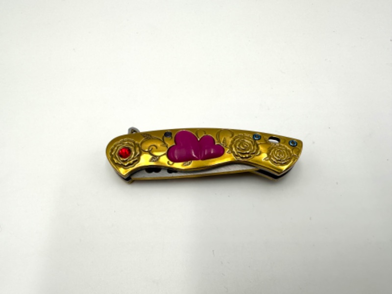 Photo 3 of GOLD LOVE HEART POCKET KNIFE NEW