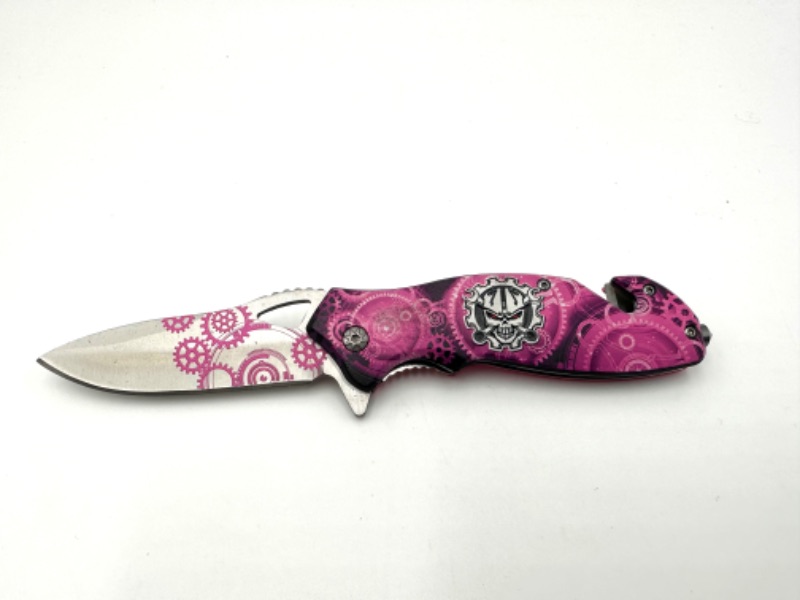 Photo 1 of PINK CLOCKS AND SKULL DESIGN POCKET KNIFE NEW