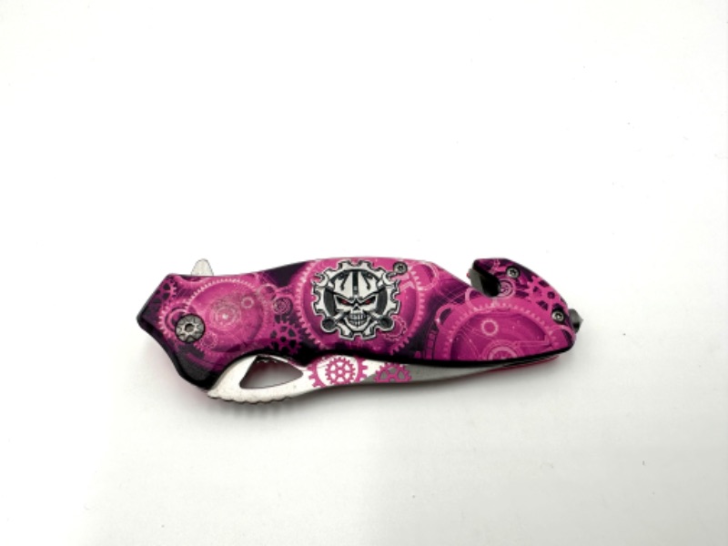 Photo 2 of PINK CLOCKS AND SKULL DESIGN POCKET KNIFE NEW