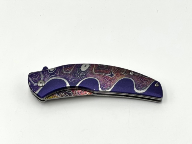 Photo 2 of PURPLE SWIRL DETAIL POCKET KNIFE NEW