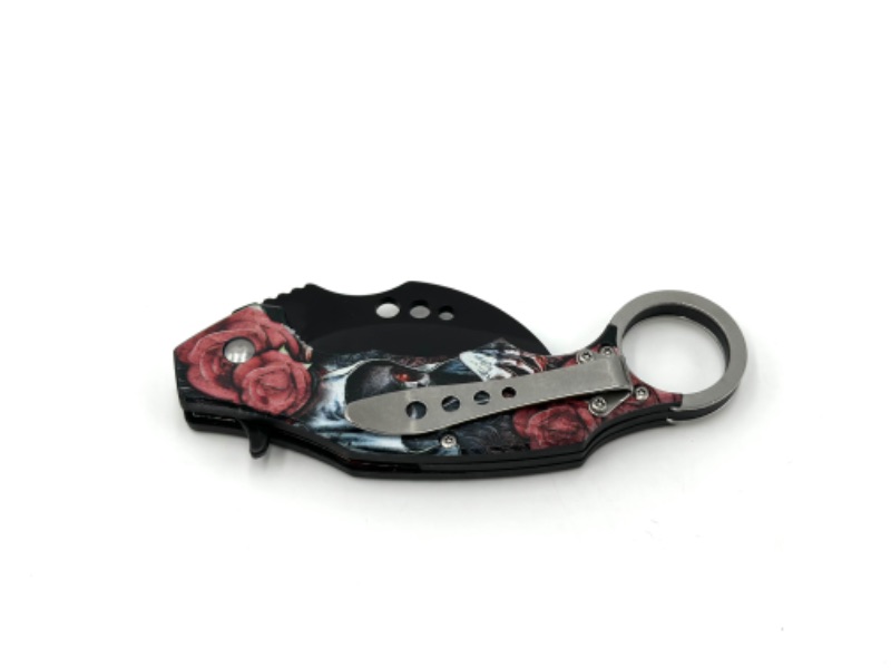 Photo 3 of SNAKE EDGE ROSES AND GHOUL DESIGN POCKET KNIFE NEW