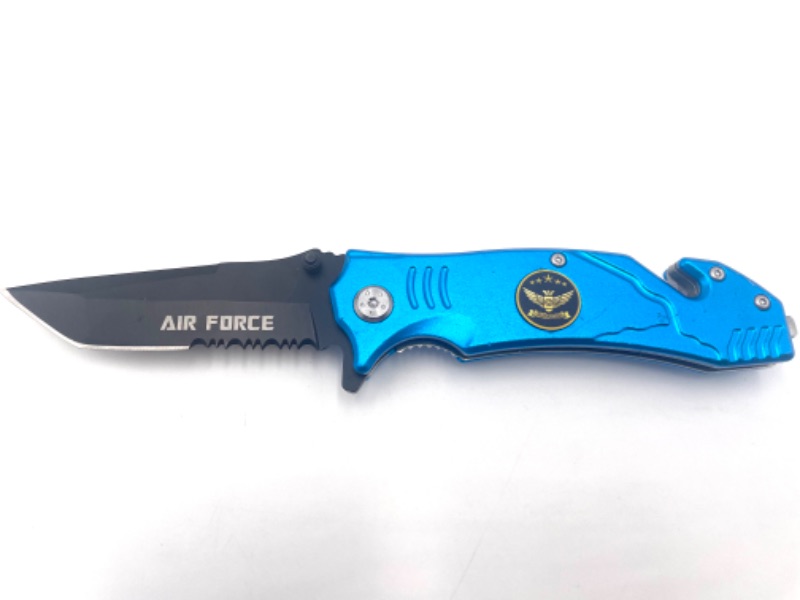 Photo 2 of BLUE AIR FORCE POCKET KNIFE WITH SEAT CUTTER AND WINDOW BREAKER NEW 