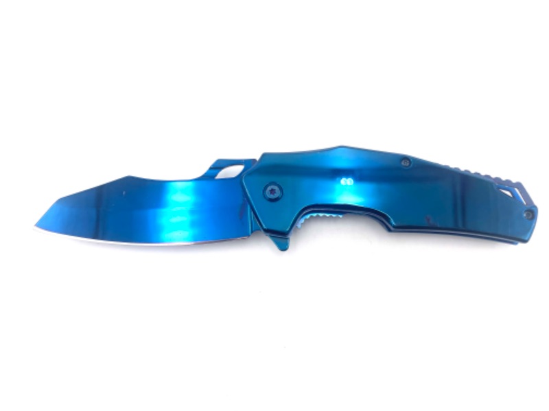 Photo 2 of BLUE CHROME POCKET KNIFE NEW 