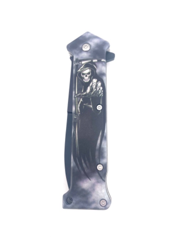 Photo 1 of GRIMM REAPER BLACK POCKET KNIFE NEW 