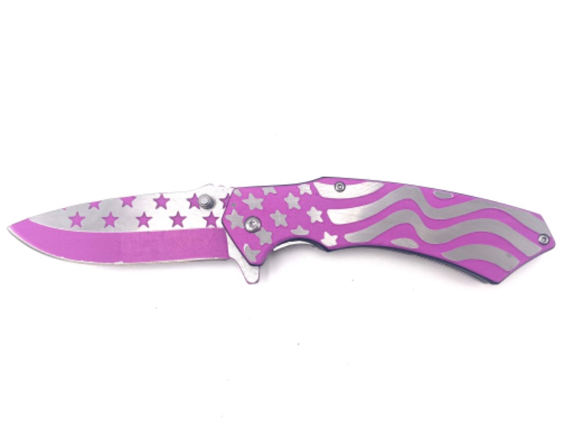 Photo 2 of PINK STARS AND STRIPES POCKET KNIFE NEW