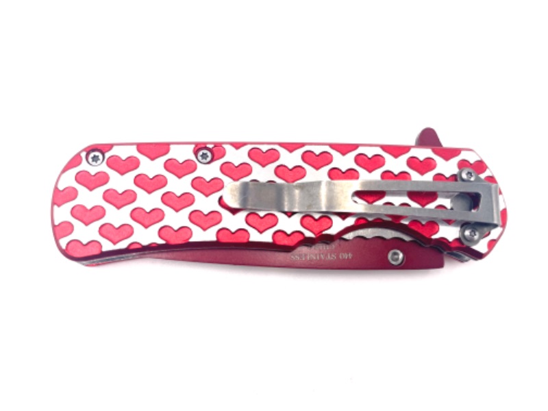 Photo 3 of RED HEARTS WITH CLIP POCKET KNIFE NEW 