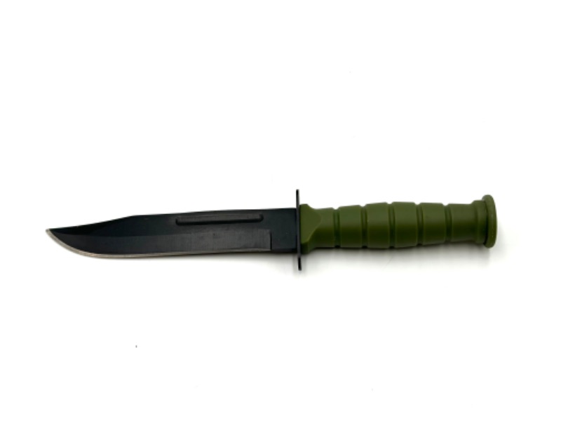 Photo 1 of 7.5 INCH SURVIVAL BLACK AND GREEN KNIFE NEW