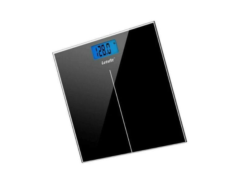 Photo 1 of Letsfit Digital Bathroom Scale - Tempered Glass, Black Length: L 11.9 X w 11.9 X H0.8 in Maximum Weight Capacity: 400 lbs