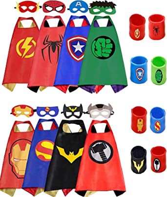 Photo 1 of COTATERO Kids Dress Up Superhero Capes Sets & Slap Bracelets for Children Costumes Halloween Birthday Gifts Party 8pcs