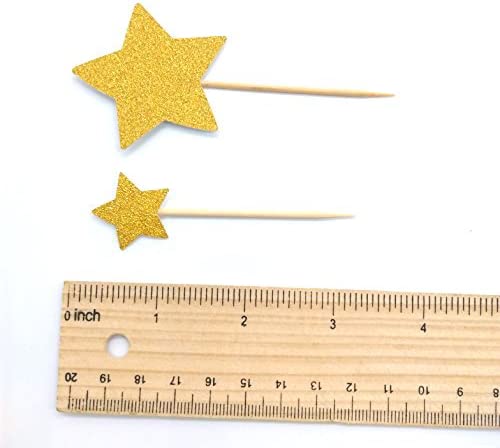 Photo 2 of Hemarty 40 Pcs Twinkle Gold Star Cupcake Toppers DIY Glitter Mini Birthday Cake Snack Decorations Picks Suppliers Party Accessories for Wedding Baby Shower