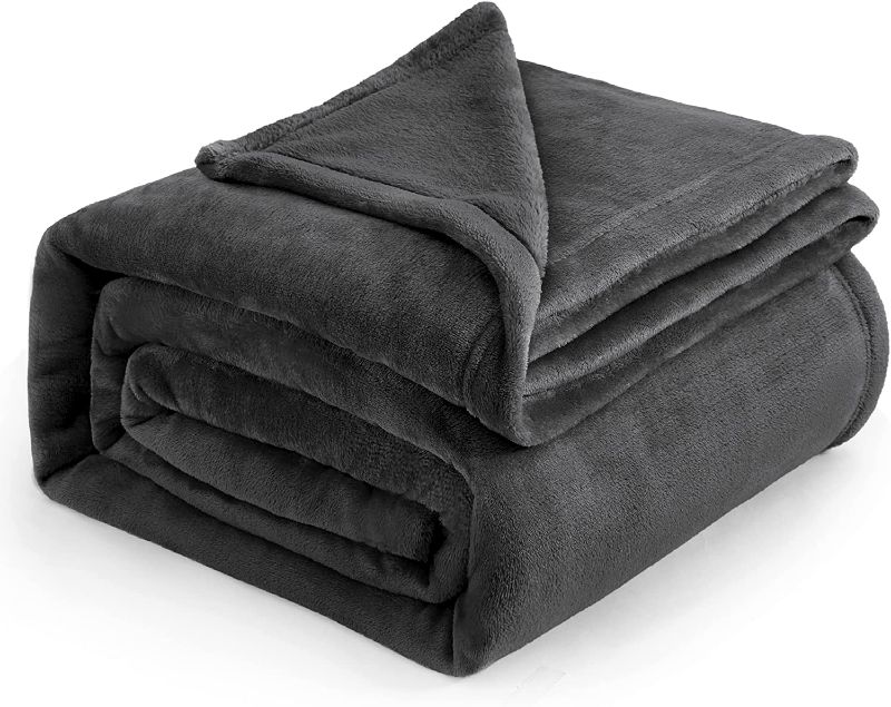 Photo 1 of Fleece Blanket  Dark Grey - Bed Blanket Soft Lightweight Plush Fuzzy Cozy Luxury Microfiber