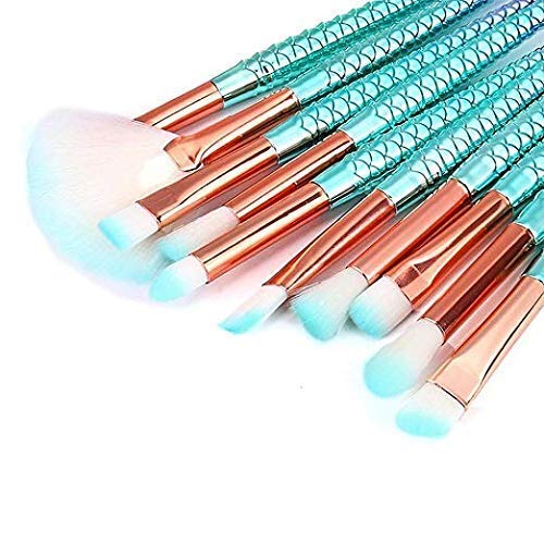 Photo 4 of Funfunman Makeup Brushes 11PCS Make Up Foundation Eyebrow Eyeliner Blush Cosmetic Concealer Brushes(Mermaid Colorful)