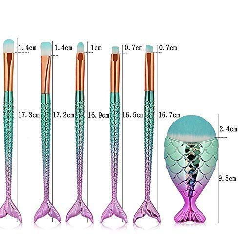 Photo 2 of Funfunman Makeup Brushes 11PCS Make Up Foundation Eyebrow Eyeliner Blush Cosmetic Concealer Brushes(Mermaid Colorful)