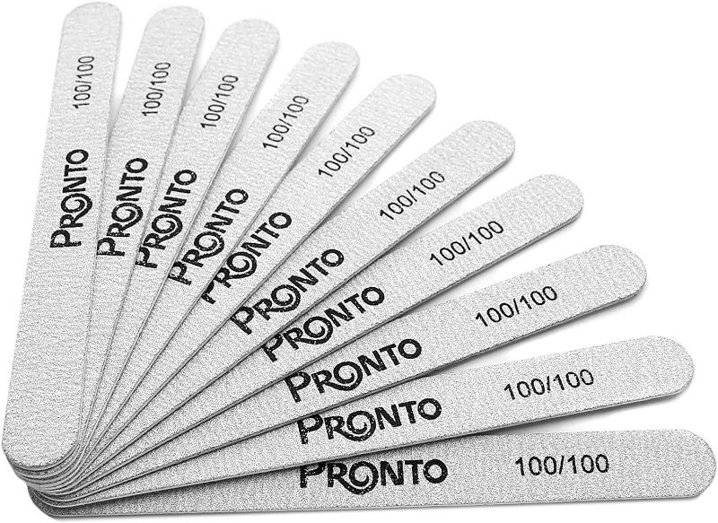 Photo 1 of Pronto 10 Pack Professional Nail Files – Double Sided Washable 100/100 Grit - Grey