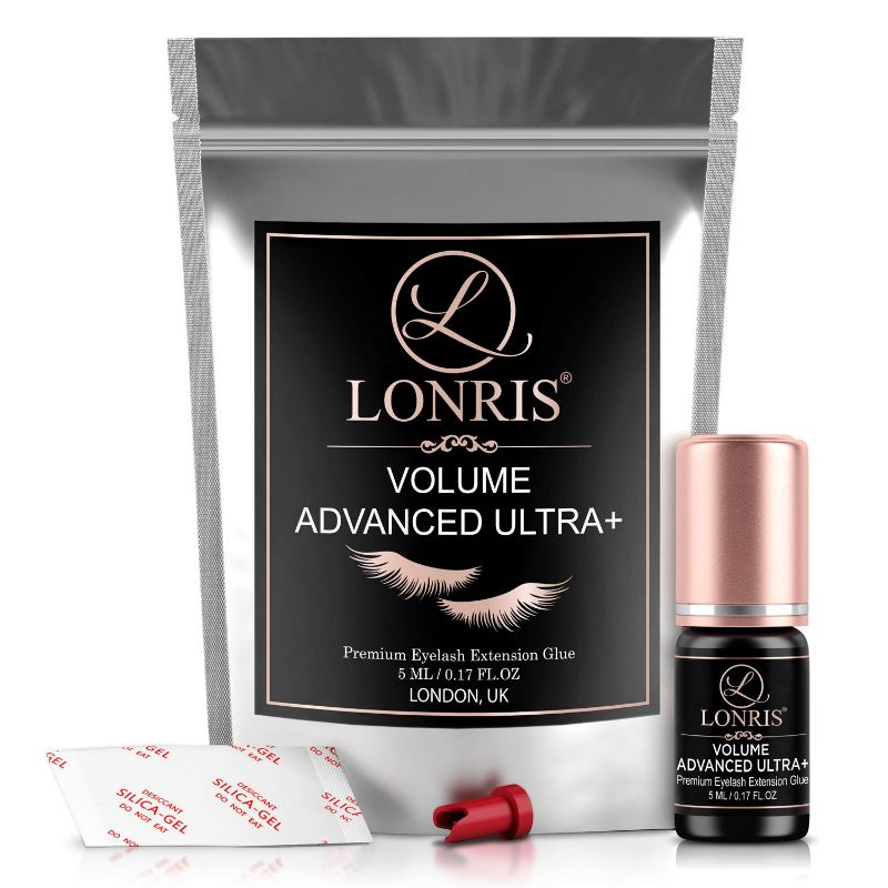 Photo 4 of 7-8 Weeks Retention / Eyelash Extension Glue Volume Advanced Ultra+ LONRIS Lash 5 ml/1-2 Sec Drying time/Maximum Bonding/Semi-Permanent Extensions Supplies/Professional Use Only Black Adhesive