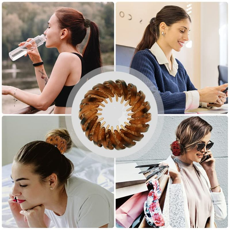 Photo 2 of Hair Bun Maker, Lazy Bird's Nest Plate Hairpin, Hair Clips For Women Thick Hair, Expandable Geometric Bun Maker For Hair, Circle Nest Plate Hairpin Ponytail Holder, Hair Clip Bun Hair For Girls 2 pack 