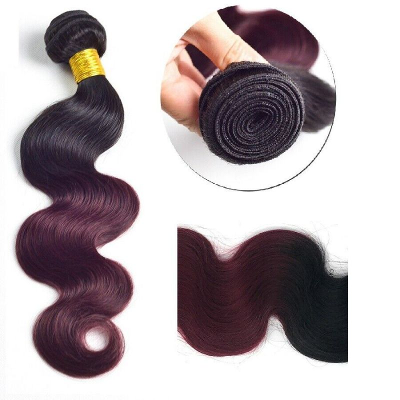 Photo 2 of 1B/99J Color Body Wave Brazilian Virgin Human Hair Weave Sew In 