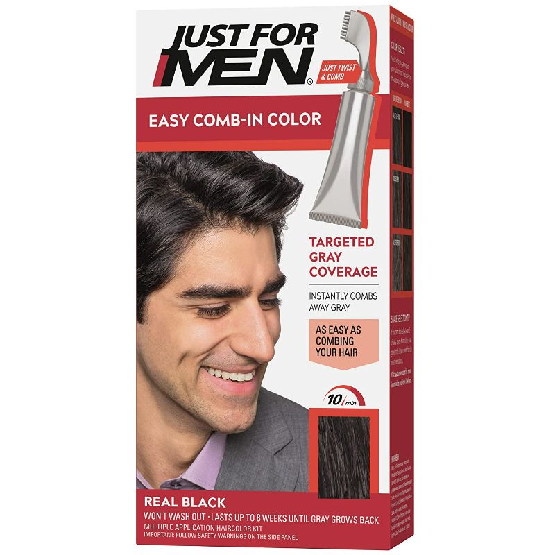 Photo 1 of Just For Men Easy Comb-In Color, Hair Coloring for Men with Comb Applicator - Rich Black, A-65